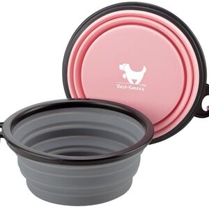 Collapsible Pet Bowls - Pink & Grey